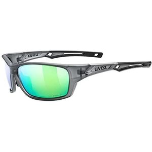 uvex sportstyle 232 P - sportbril voor dames en heren - gepolariseerd - drukvrij draagcomfort & perfecte pasvorm - smoke matt/green - one size