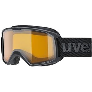 uvex Elemnt LGL Skibril voor dames en heren, contrastversterking, vergroot gezichtsveld, anti-condens, zwart/goud, laser, eenheidsmaat