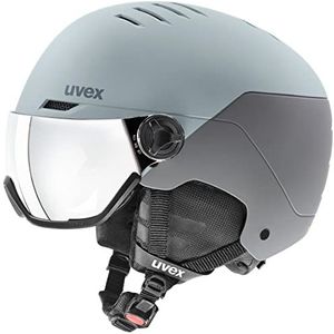 uvex wanted visor - skihelm voor dames en heren - met vizier - individueel passysteem - glacier - rhino matt - 54-58 cm