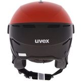 uvex Instinct Visor Skihelm voor dames en heren met vizier, individuele pasvorm, trotse rood, mat zwart, 56-58 cm