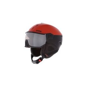 uvex Instinct Visor skihelm voor dames en heren met vizier, individuele pasvorm, trotsrood, matzwart, 56-58 cm