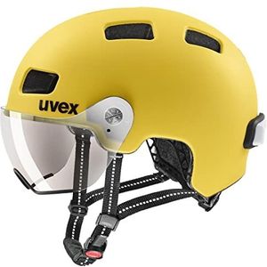 uvex rush visor - lichte stadshelm voor dames en heren - met vizier - incl. led-licht - sunbee matt - 55-58 cm