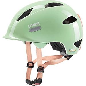 uvex oyo - lichte fietshelm voor kinderen - individueel passysteem - uitbreidbaar met led-licht - mint-peach - 50-54 cm