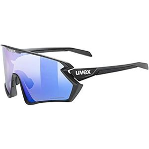 Uvex Sportbril voor volwassenen, gepolariseerde sportbril, 231 2.0 P, matzwart/blauw, één maat