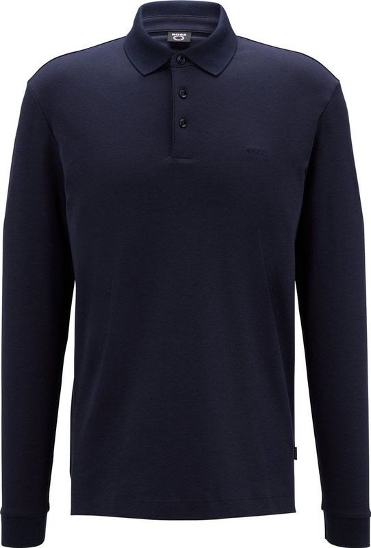 BOSS - Pado Poloshirt - Donkerblauw - Katoen - Lange Mouwen