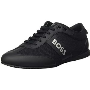 BOSS Rusham Lowp Logo sneakers voor heren, met mesh en rubberen inzetstukken, maat, zwart 1, 39 EU