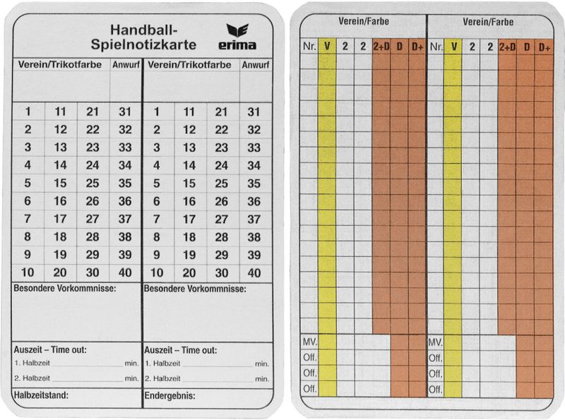 Notitiekaarten handbal