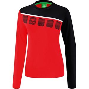 Erima - 5-C Longsleeve - Dames - Rood / Zwart / Wit - Polyester
