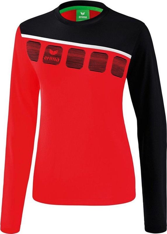 Erima - 5-C Longsleeve - Dames - Rood / Zwart / Wit - Polyester