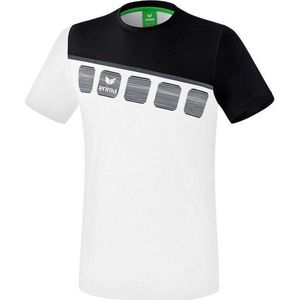 Erima Teamline 5-C T-Shirt Kind Wit-Zwart-Donkergrijs2