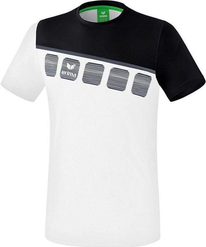 Erima Teamline 5-C T-Shirt Wit-Zwart-Donkergrijs