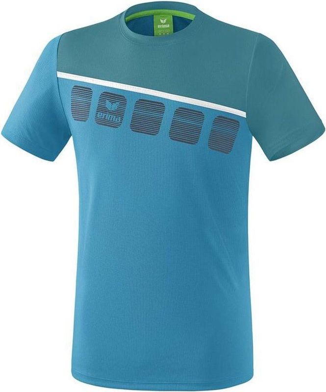 Erima Teamline 5-C T-Shirt Oriental Blue-Colonial Blue-Wit