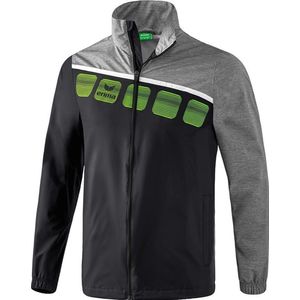 Erima 5-C all-weather jas voor kinderen met geïntegreerde capuchon en zijzakken met ritssluiting, van waterafstotend materiaal.