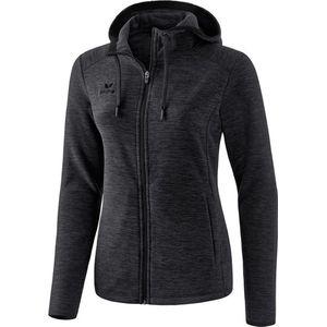 Erima Fleece Jack Dames - Zwart Gemeleerd