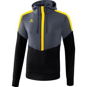 Erima Squad Sweatshirt Met Capuchon Kind Slate Grijs-Zwart-Geel Maat 128