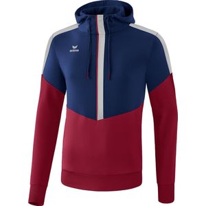 Erima heren Squad sweatshirt met capuchon (1072009), new navy/bordeaux/silver grey, XL