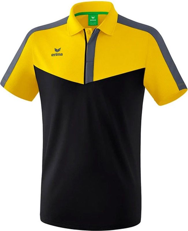 Erima - Squad Polo - Slate Grijs - Zwart - Geel - 100% Polyester