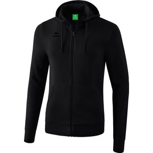 Sweatvest - Katoenmix - Zwart - Opgestikte Kangoeroezak - Capuchon