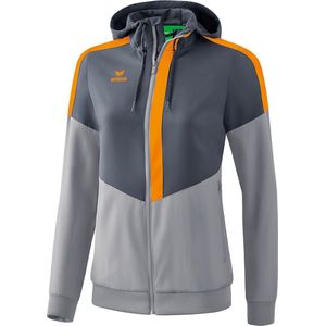 Erima Squad Tracktop Jack Met Capuchon Dames Slate Grijs-Monument Grijs-New Oranje Maat 44