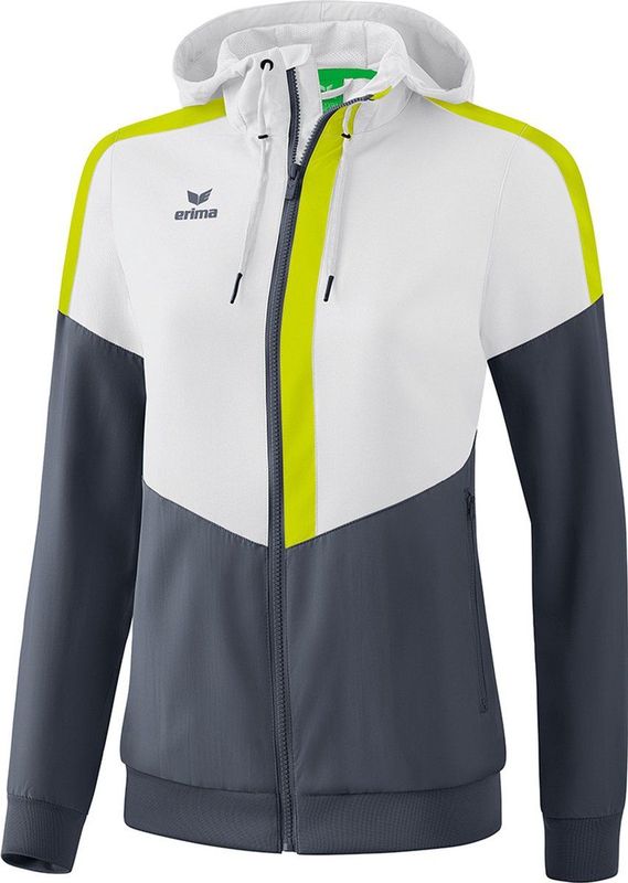 Erima - Squad Tracktop - Jack - Wit / Slate Grijs / Lime - Functioneel Materiaal