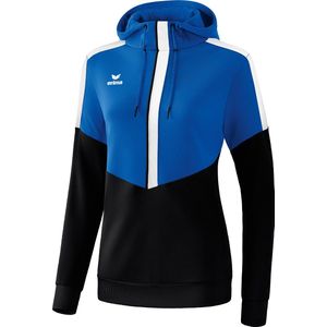 Erima Squad Sweatshirt Met Capuchon Dames New Royal-Zwart-Wit Maat 38