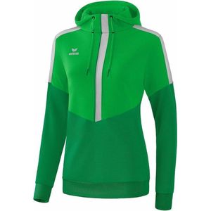 Erima Squad Sweatshirt Met Capuchon Dames Fern Green-Smaragd-Zilver Grijs