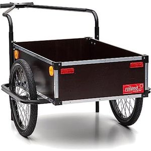 ROLAND Fietskar Profi, transportbox, handwagen, voor lasten, met dubbele koppeling, koppeling, hout, staal