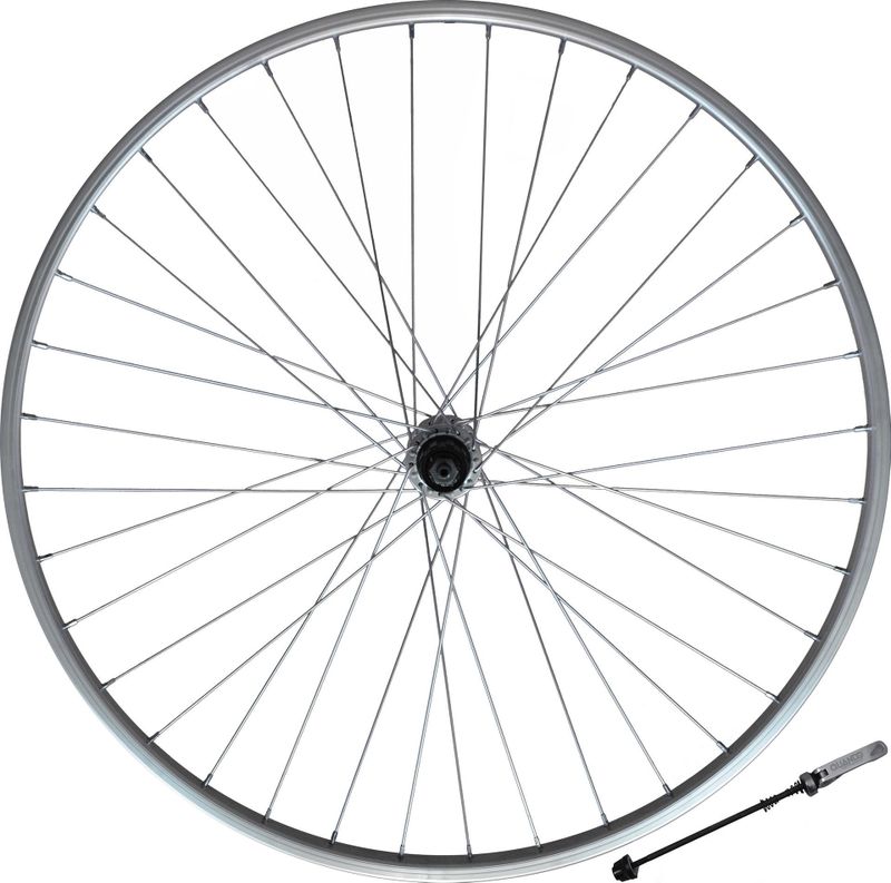 Roland achterwiel 28 uitval cass 7v Alu AS26 zilver zink spk