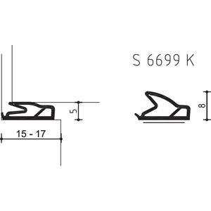 Deventer zelfklevende afdichtingsprofiel - S 6699 K - sponning 15-17 mm - zwart