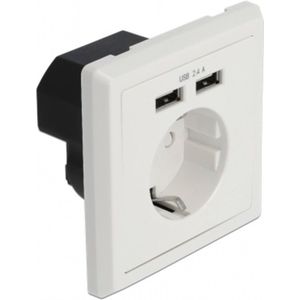 Inbouwstopcontact - 2-Poorts USB Lader - Wit - 4000W