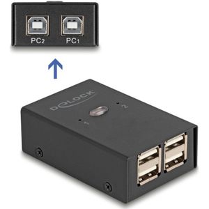 Delock USB 2.0 schakelaar voor 2 pc's naar 4 apparaten, Schakeldoos