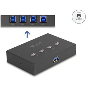 Delock USB 5 Gbps switch voor 4 pc's op 1 apparaat, Schakeldoos