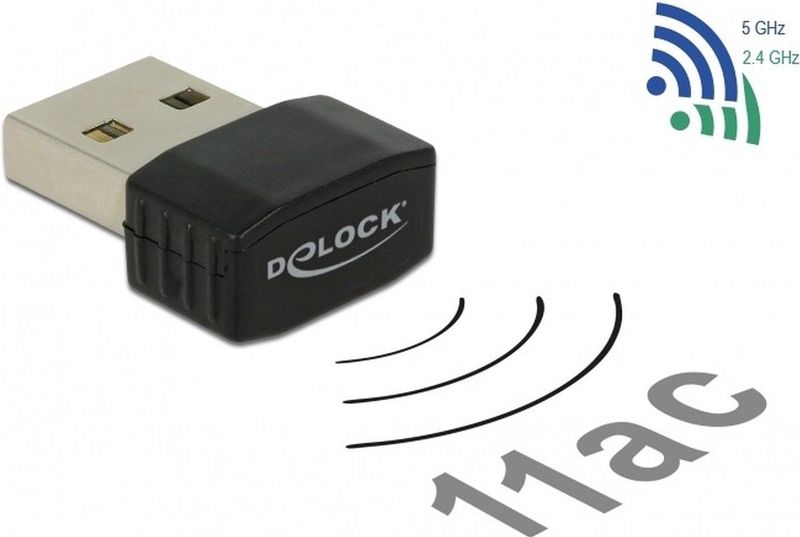 DeLOCK - USB-A - WLAN / Wi-Fi Dongle - Dual Band AC600 - 600 Mbps