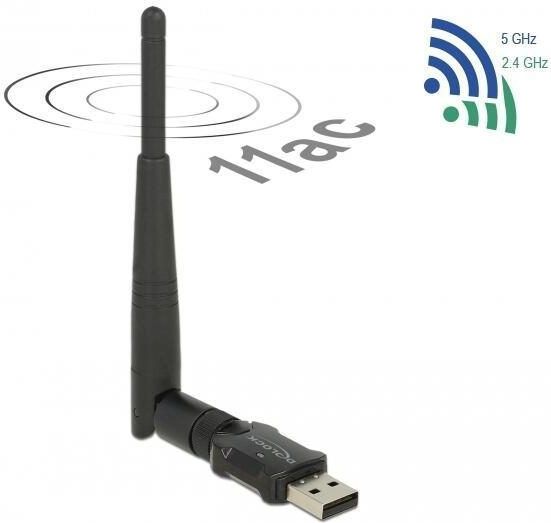 DeLOCK - USB-A - WLAN / Wi-Fi Dongle - Externe Antenne - Dual Band AC600