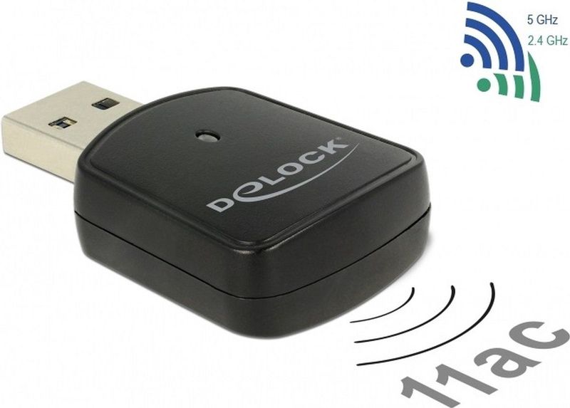 Delock - WLAN Ministick - Netwerkadapter - Zwart - 2,4 GHz en 5 GHz band
