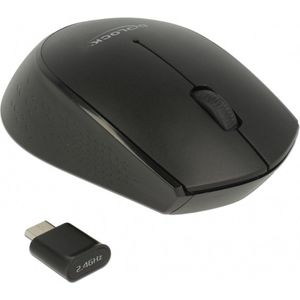 DeLOCK draadloze USB-C mini muis met 3 knoppen - 1000 DPI / zwart