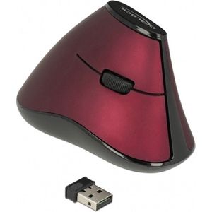 DeLOCK ergonomische draadloze USB muis met 5 knoppen - 1000 DPI / zwart/rood