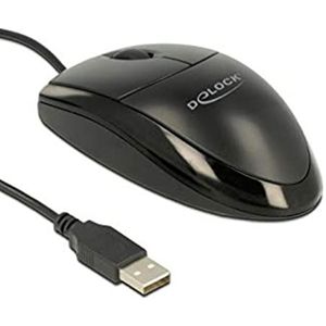DeLOCK stille bedrade USB muis met 3 knoppen - 1000 DPI / zwart - 1,5 meter
