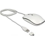 DeLOCK bedrade USB-A/USB-C muis met 4 knoppen - 1000-3200 DPI / wit - 1,5 meter