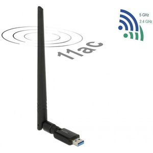 DeLOCK USB-A - WLAN / Wi-Fi dongle met externe antenne - Dual Band AC1200 / 1200 Mbps