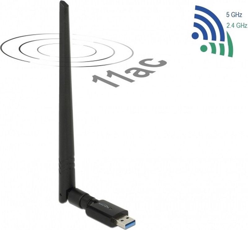 Delock 12535 USB Dualband WLAN ac/a/b/g/n Stick 867 + 300 Mbps met externe antenne