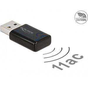 Delock WLAN-AC USB adapter 12550 met WLAN (USB 3.1), Netwerkadapter, Zwart