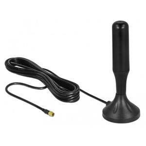 DELOCK LTE antenne SMA stekker 3-5 dBi 12,4 cm stijf omnidirectioneel met magnetische voet en aansluitkabel RG-174 A/U 3 m