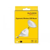 DeLOCK ergonomische draadloze USB muis met 6 knoppen - 800-1600 DPI / wit