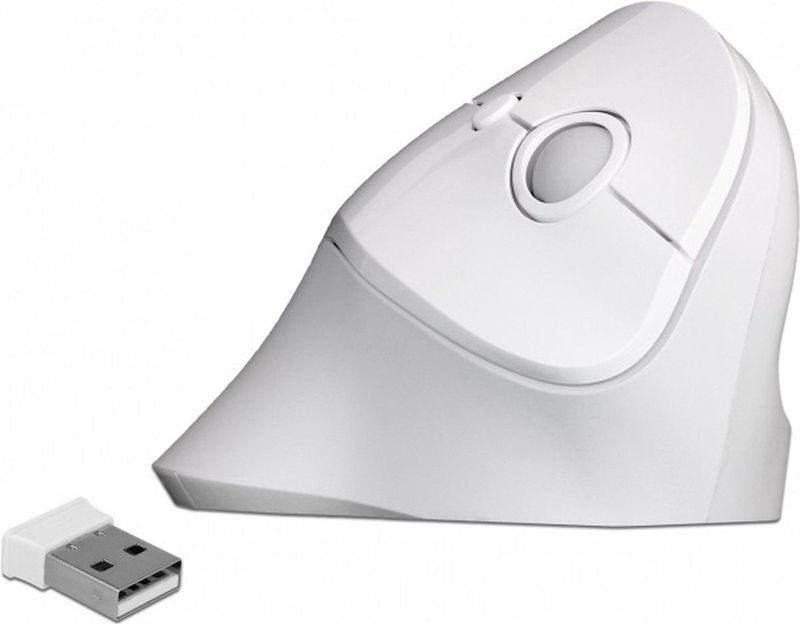 DeLOCK ergonomische draadloze USB muis met 6 knoppen - 800-1600 DPI / wit