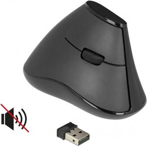 DeLOCK stille ergonomische draadloze USB muis met 5 knoppen - 1000 DPI / zwart