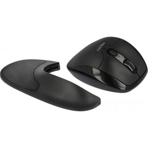 DeLOCK ergonomische draadloze USB muis met polsondersteuner voor rechtshandigen - 800-1600 DPI / zwart
