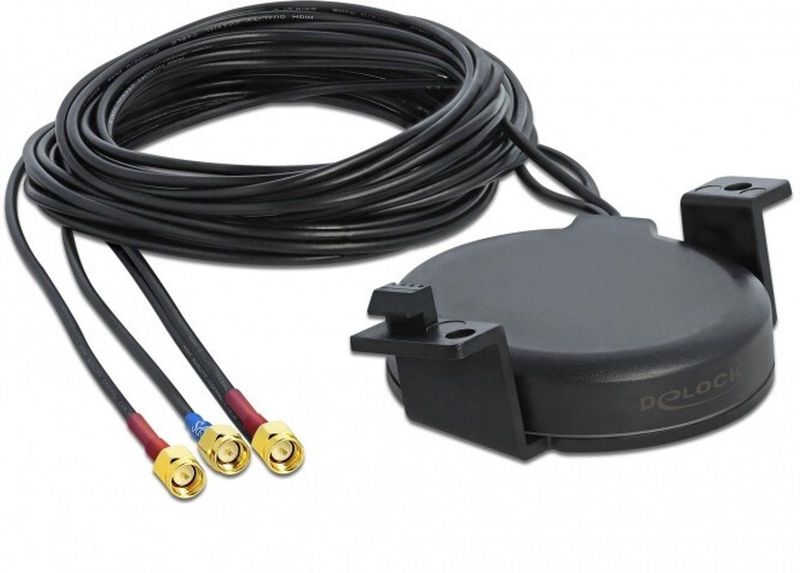DeLOCK - LTE MIMO GNSS Antenne - Zwart - 2 dBi, 2,5 dBi, Binnen/Buiten, Schroefmontage