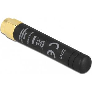 Delock LPWAN 868 MHz antenne SMA connector 1,6 dBi omnidirectioneel stijf zwart, Netwerkantenne
