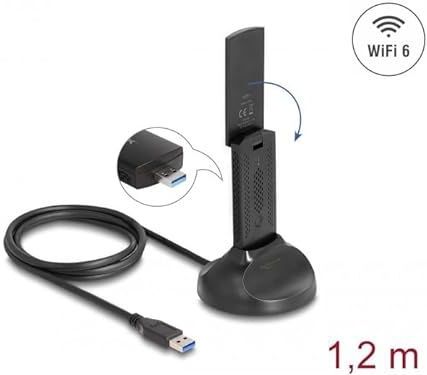 Delock - Wi-Fi 6 Dualband WLAN USB-adapter AX1800 - Netwerkadapter - Zwart